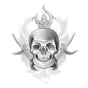 ornamental skull and dagger tattoo design idea