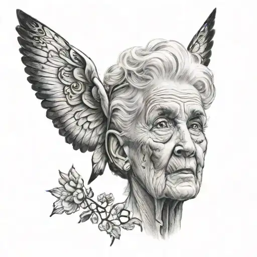 memorial for dead grandma tattoo design idea