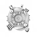 A roulette table surrounded by playing cards tattoo design idea