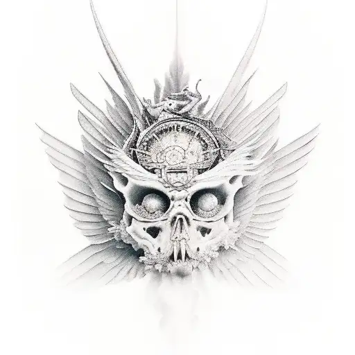 san miguel arcángel con nubes y destellos tattoo design idea