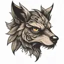 half owl half wolf face  tattoo design idea