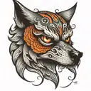 half owl half wolf face  tattoo design idea