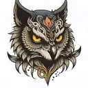 half owl half wolf face  tattoo design idea