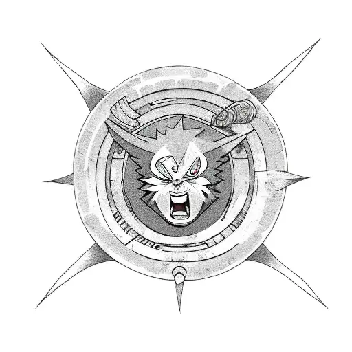 Naruto kurama seal with air bender pattern tattoo design idea