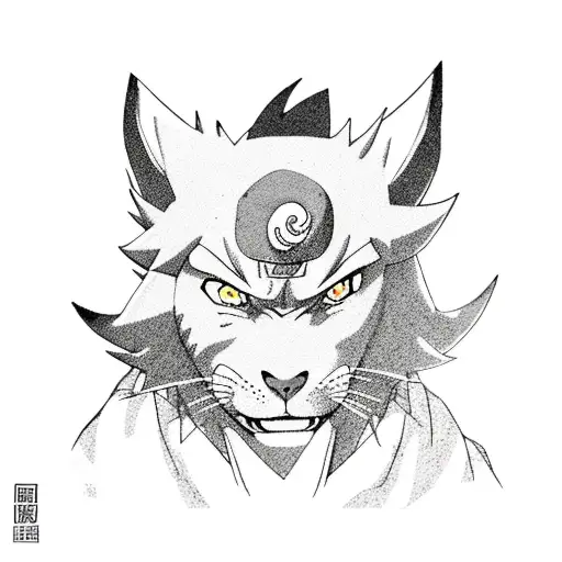 Naruto kurama seal with air bender pattern tattoo design idea