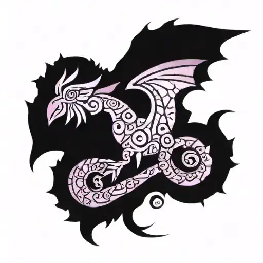 laura annunaki style kawaii purple and pink sparkly glitter norse viking wyvern tattoo design idea