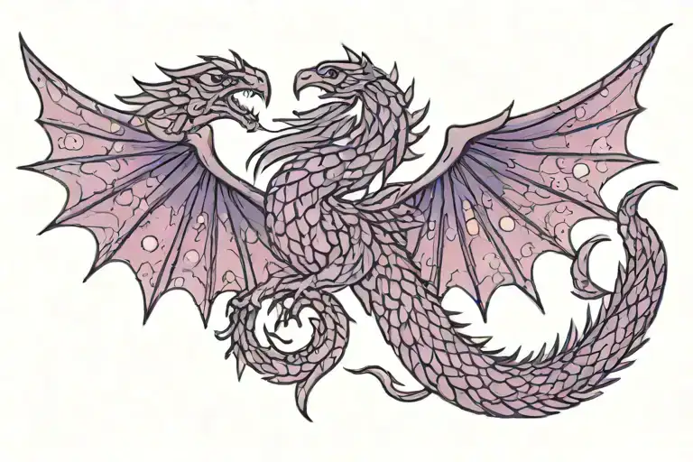 laura annunaki style kawaii purple and pink sparkly glitter game of thrones wyvern tattoo design idea