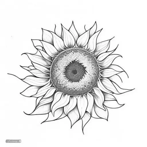 sunflower with somber feel and include the text "19 jan". geometric linework that overlapps withbsome yellow .  tattoo design idea