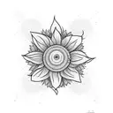 sunflower bounded im a box. include the text "19 jan". geometric linework that overlapps withbsome yellow. no shading tattoo design idea