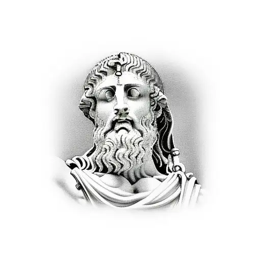 Roman Zeus with Parthenon Underarm tattoo design idea