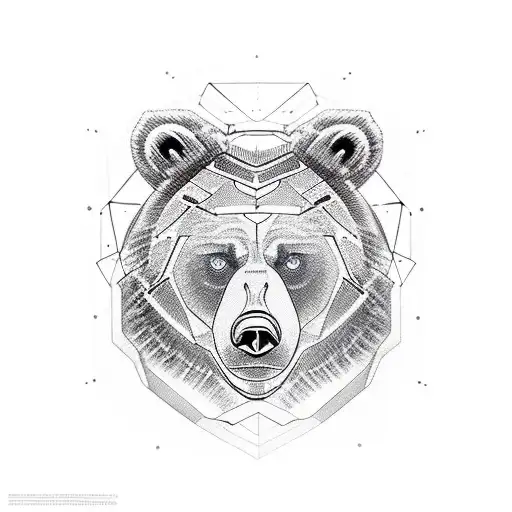 Strong bear with cyber eye tattoo design idea