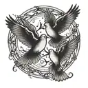 doves flying and lights tattoo design idea