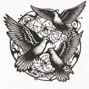 doves flying and lights tattoo design idea