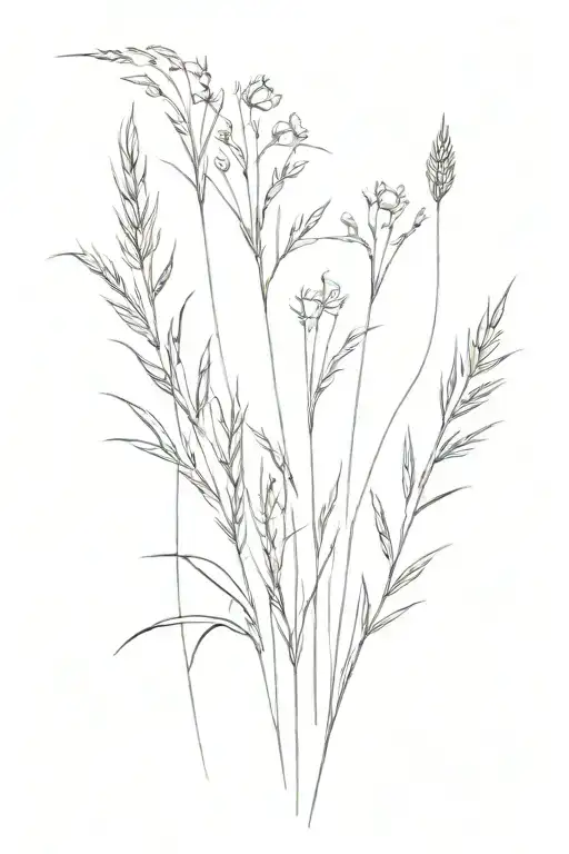 wild grass tattoo in ornamental style tattoo design idea