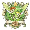 peter pan and tinkerbell caption hook tattoo design idea