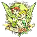 peter pan and tinkerbell caption hook tattoo design idea