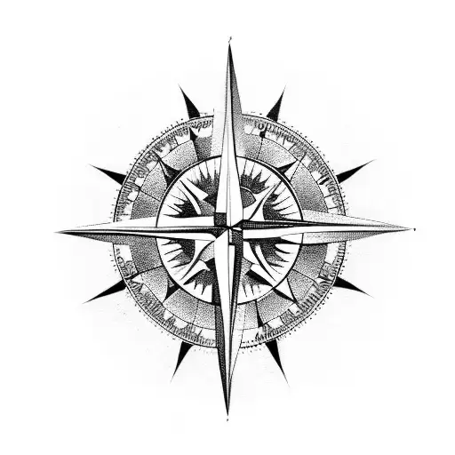 Blackwork Compass Tattoo Design