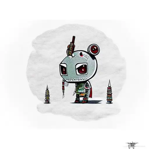 gir from invader zim in samurai uniform tattoo design idea