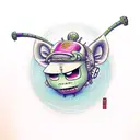 gir from invader zim in samurai uniform tattoo design idea