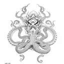 Dragon fighting an octopus tattoo design idea