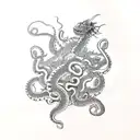 Dragon fighting an octopus tattoo design idea