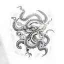 Dragon fighting an octopus tattoo design idea