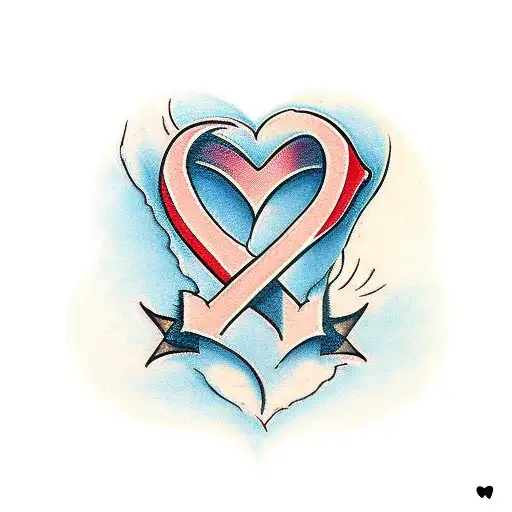 Heart with letters M and S tattoo design idea