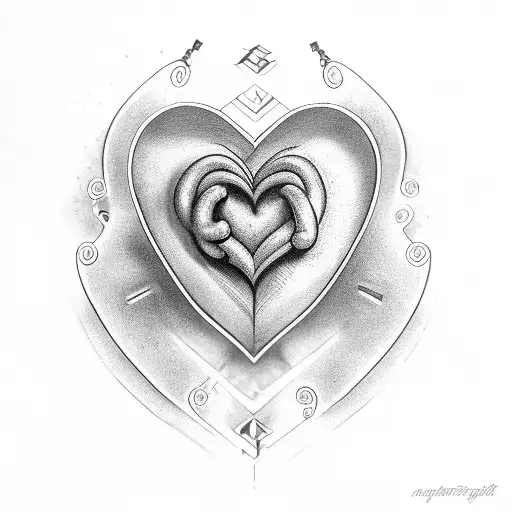 Heart with letters M and S tattoo design idea