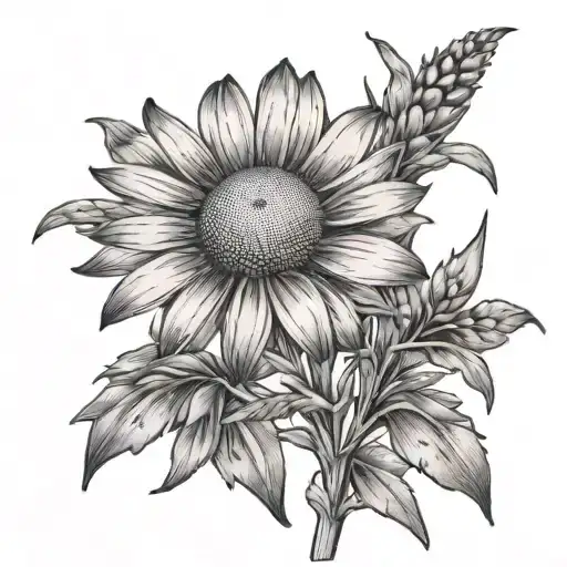 daisy wheat flower western  tattoo design idea