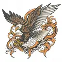 swooping eagle wings tattoo design idea