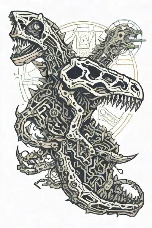 Dinosaur skeleton tattoo design idea