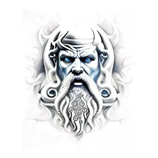 Poseidon with filagree tattoo design idea