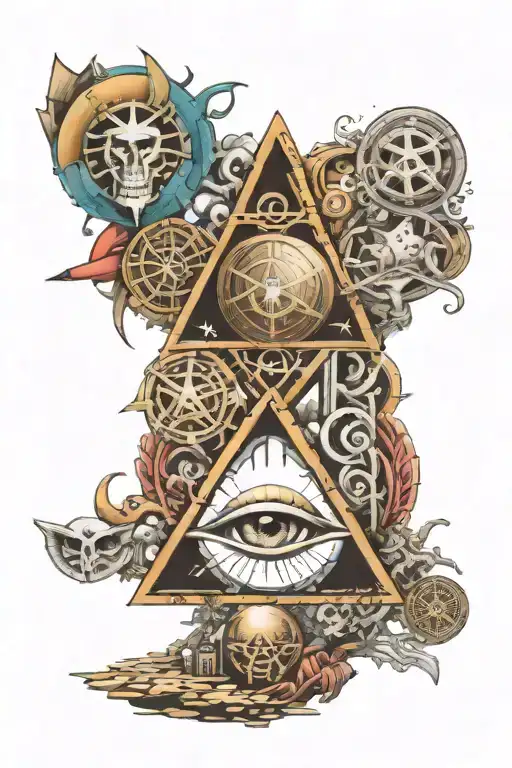 hermetic symbol collage tattoo design idea