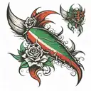 3 scratches with torn leather and with green, white and red tricolor tattoo design idea