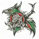 3 scratches with torn leather and with green, white and red tricolor tattoo design idea