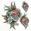 3 scratches with torn leather and with green, white and red tricolor tattoo design idea