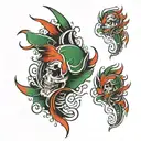 3 scratches with torn leather and with green, white and red tricolor tattoo design idea