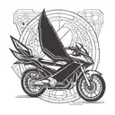 Incorporate a sleek electric vehicle design into a futuristic MKR logo tattoo design idea