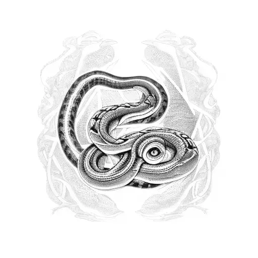 A motorcycle tire track transforming into a snake's body tattoo design idea