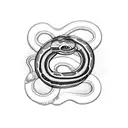 A motorcycle tire track transforming into a snake's body tattoo design idea