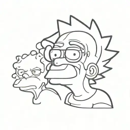 simpson line black and white only for one decal tattoo design idea