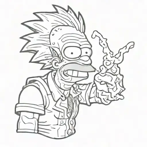 simpson line black and white only for one decal tattoo design idea