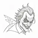 black and white line joker only for decal tattoo design idea