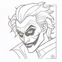 black and white line joker only for decal tattoo design idea