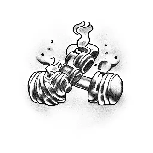 A tattoo of a dumbbell with smoke swirling around it, symbolizing your dedication to the gym and smoking weed. tattoo design idea
