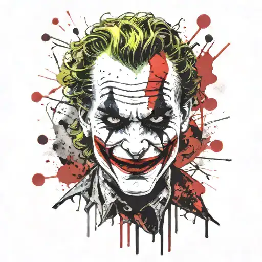 joker heavy smile realistic tattoo design idea