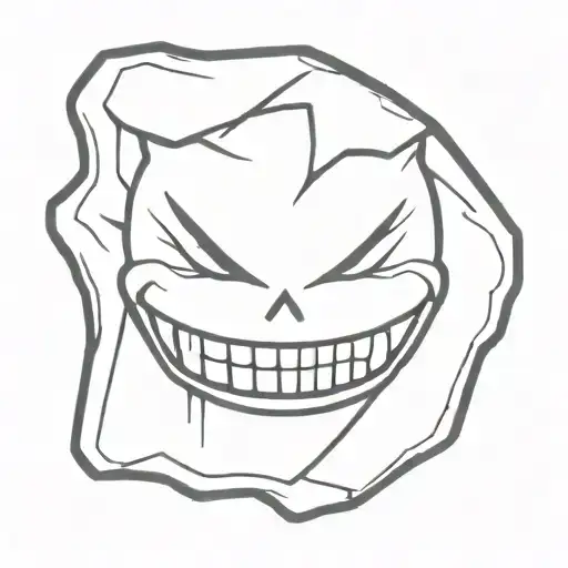 grave stone evil smile tattoo design idea