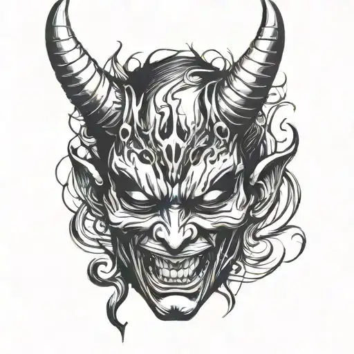 devil face tattoo design idea