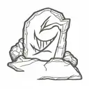 grave stone evil smile tattoo design idea