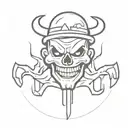 grave stone evil smile tattoo design idea
